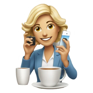 Happy Lady corporate business owner shooting tea photos with her phone sticker