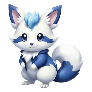 Shiny White Pastel Snowy Icy Sparkly Cute Furret-Meowstic-Zangoose-Hybrid (Full body) with snow and snowflakes  sticker
