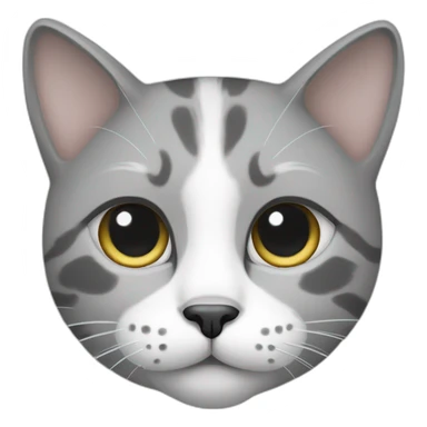 grey and white cat with dot on nose sticker