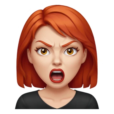 mujer pelirroja con los ojos y los labios maquillados enojada gritando sticker