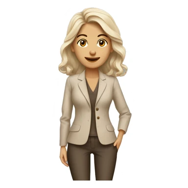 Arquitecto mujer tez blanca, cabello rizado café vestida con un traje sastre beige y mocasines contemporáneos  sticker