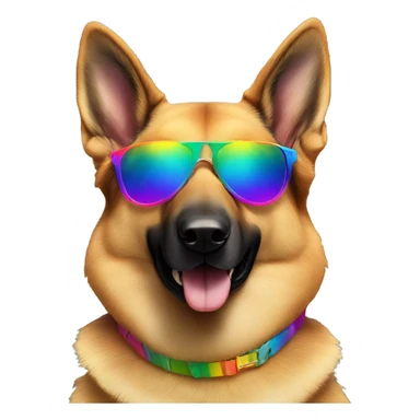German Shepard with rainbow sunglasses sticker