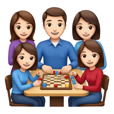 2 male and 2 female brunette friends playing board game sticker