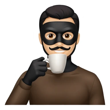 man with black mask drinking coffee sticker