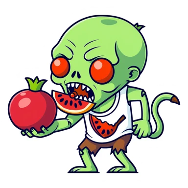 Zombie eating a pomegranate  sticker