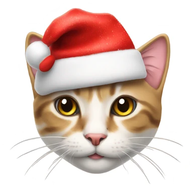 cat with christmas hat and heart sticker