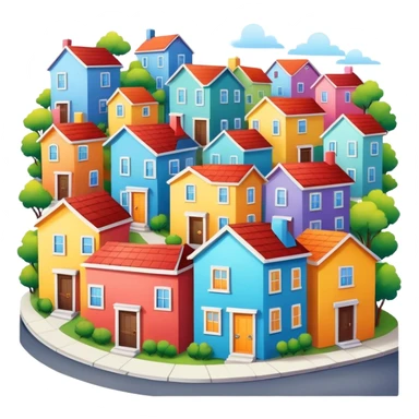 Neighborhood with colorful houses sticker