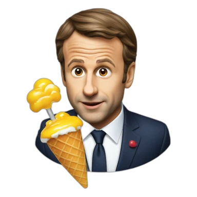 Emanuel macron qui mange une glace sticker