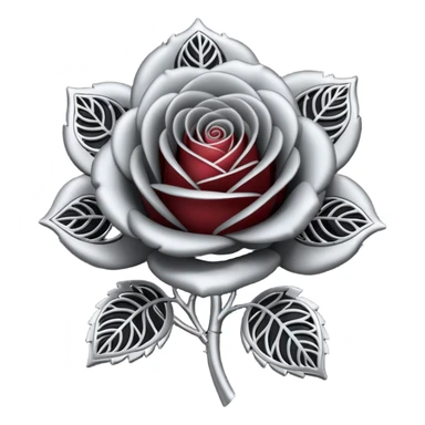 Black and silver filigree rose, 3D, extremely detailed design sticker