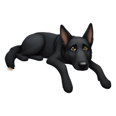 Black German shepherd dog laying down sleeping sticker