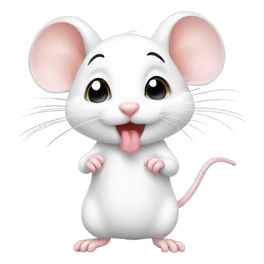 Cute little white mouse giving kiss sticker
