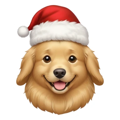 Golden retriever wearing a Christmas hat sticker