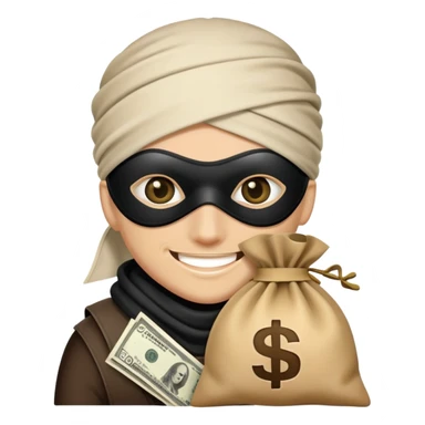 cartoon bandit with eye mask and money bag sticker