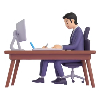 coder at a desk sticker