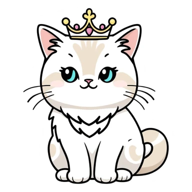 ragdoll cat with tiara  sticker