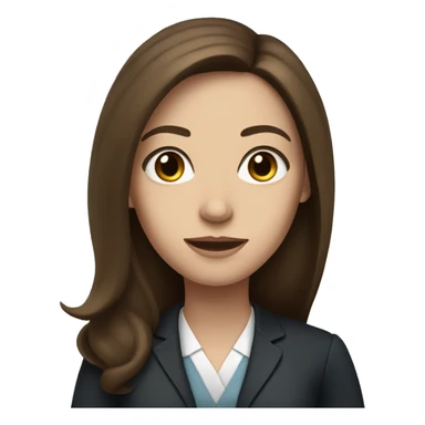 Woman lawyer with long brown hair, blue eyes, and white skin sticker