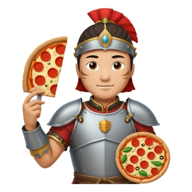 chinese ancient warrior with pizza sticker