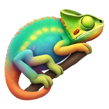 A multicoloured sleepy chameleon  sticker