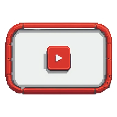 YouTube logo, red rounded rectangle with white play button in center sticker