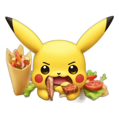 Pikachu qui mange un kebab sticker