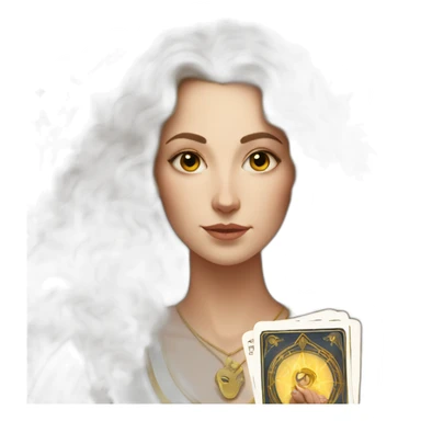 white woman with brown curls and a tarot card with gold star on it sticker