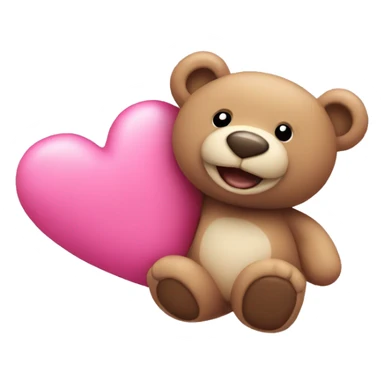 pink heart and happy teddy bear sticker