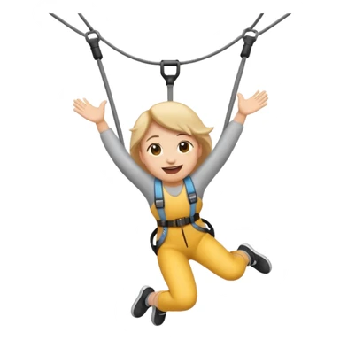 small size emoji style cartoon character bungee jumping, joyful expression sticker