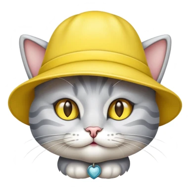 Silver shaded cat with yellow hat sticker