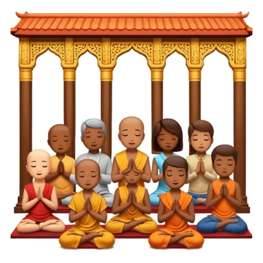 people praying in a Buddhist temple sticker