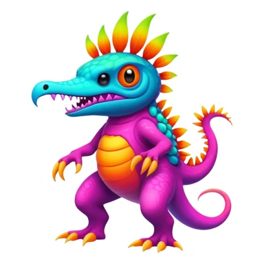An exotic neon colorful unique bizarre eccentric Fakémon-creature (full body) sticker