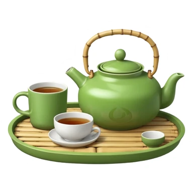 japan bamboo tray with a teapot and cup sticker