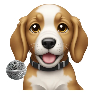 a puppie holding a microphone sticker