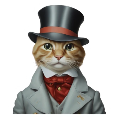 Uncle Scrooge cat in Dior Gucci Hermes, oil paint, mysterious eyes, intricate lips, masterpiece portrait , odd perspective, beautiful, desirable, logical sticker