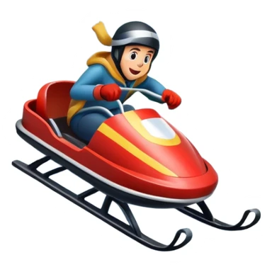 An icon featuring a sleek sled speeding down a snowy hill, with a snowy landscape and pine trees in the background. The motion lines and slight snow spray emphasize the thrill of the ride. Transparent background highlights the excitement and fun of sledding. sticker