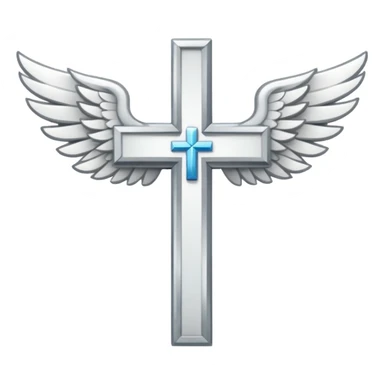Symbol of cross with  wings on left and right (white , symbolical and biblical) sticker