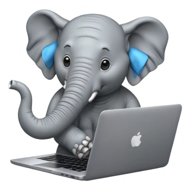 an elephant with a laptop sticker