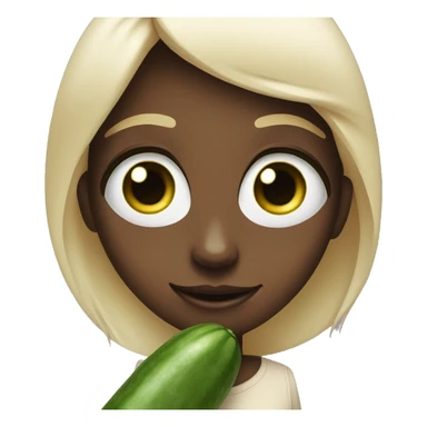 Girl with cucumber eye and smlie sticker