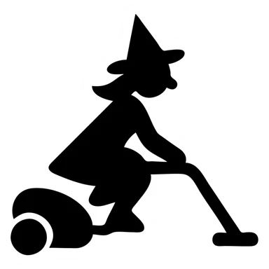 a witch riding a vacuum cleaner sticker