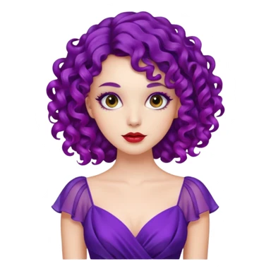 Fashion Model with Purple Curls, wearing red dress sticker