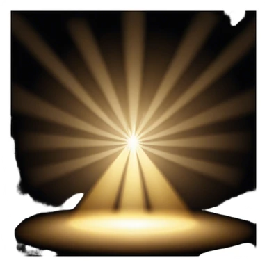 Cinematic Realistic Stage Spotlight, a focused beam of golden light cutting through the darkness, subtle dust particles visible in the air, glowing with an electrifying, dramatic energy. sticker
