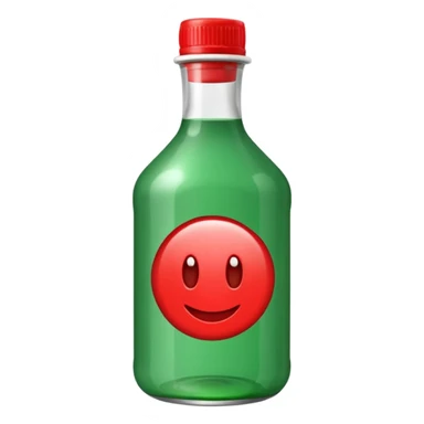 Bouteille de jet 27 avec un liquide vert à l’intérieur et un bouchon rouge sticker