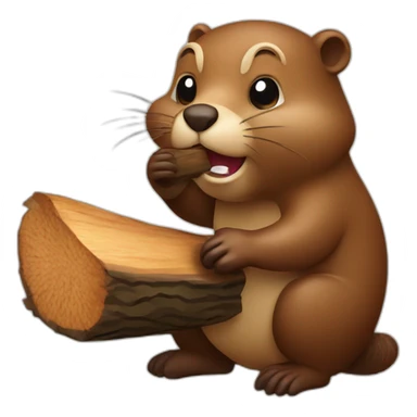 Beaver eating wood sticker