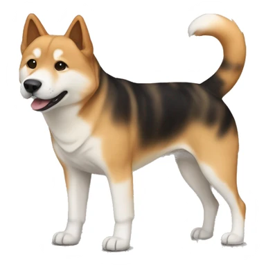 Jindo dog with tortoise shell coloring, brown and black fur, without any white sticker