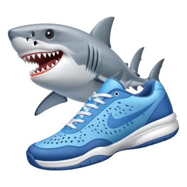 Athletic shark in blue tennis shoes sticker