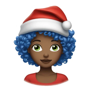 White blue eye curly girl with santa’s hat  sticker