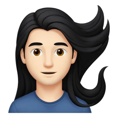Young man with long flowing hair Dark black in color sticker