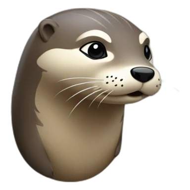 loutre qui fait dépasser, sur le côté, sa tête d'un mur sticker