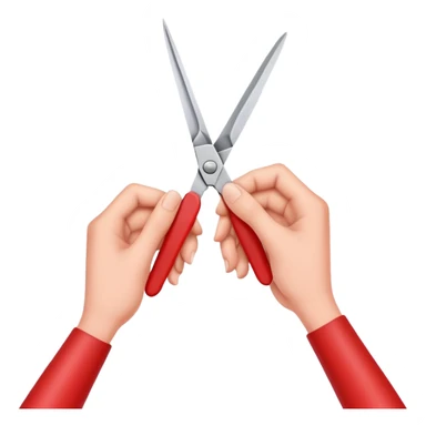 hands using scissors to cut colored paper, simple and friendly sticker