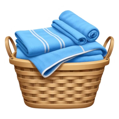 laundry basket with blue towels sticker