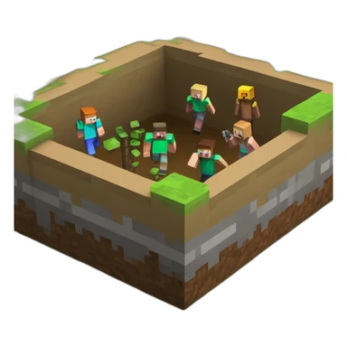 minecraft dirt blok with people on background sticker